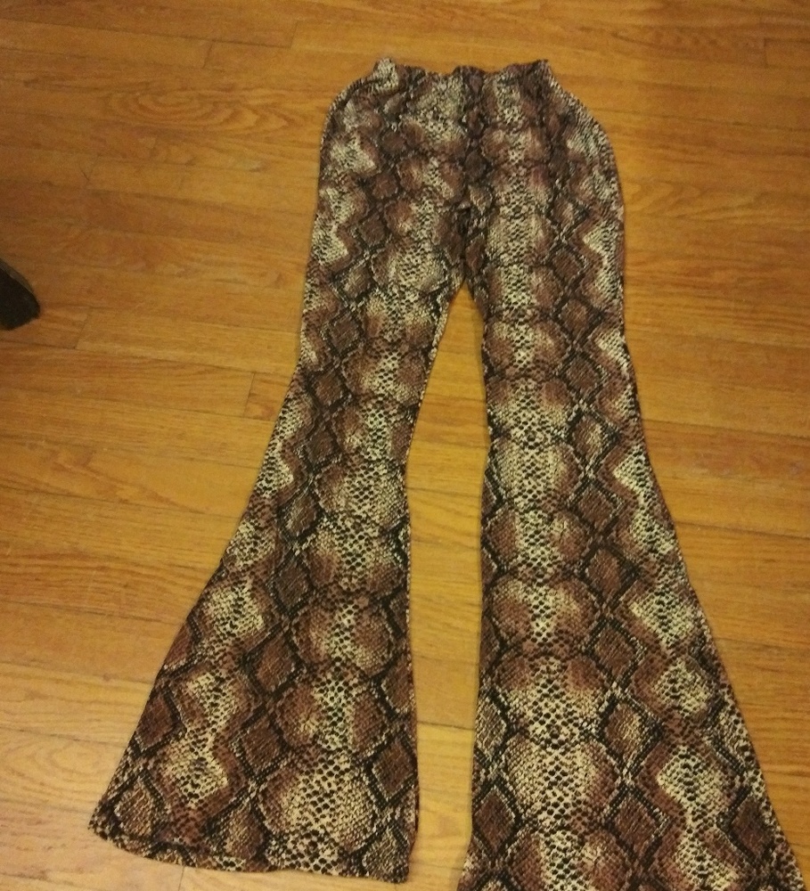 Snake print flare pants